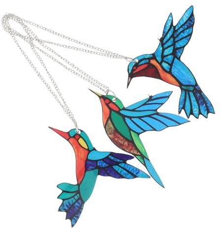 YARNOW 3 Piezas Colibríes Acrílicos Colgantes para Ventana Decoración Resistente la Intemperie Decoloración Adornos Artificiales para Interiores y Exteriores Especial para de Aves Navidad