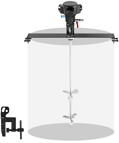 MXBAOHENG 50 Gallon Pneumatic Paint Mixer Pneumatic Agitator with Stainless Steel Cross Plate and Vertical Clamp for Stirring Paints Coatings and Other Liquids