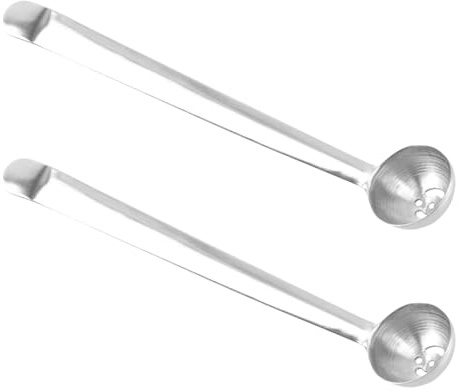 Artibetter 2 Piezas Cuchara Ranurada De Acero Inoxidable Para Aceitunas Y Pepinillos Con Orificio De Drenaje Mango Largo Para Frascos En Cocina Y Servicio En Casa