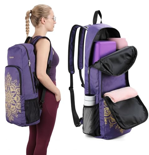 Gonex Yoga Tasche Damen, Konvertierbarer Yogatasche Rucksack mit Nassfach | 600D Polyester, Fits Most Yoga Mats, Multiple Compartment, Padded Straps, 2 Carry Ways, Gym, Travel & Daily Use