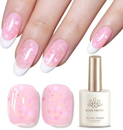 Born Pretty UV Nagellack Milky Rose Punkt Glitzer Gel Nagellack Milchig-rose Transparent Natur UV LED Soak Off Manicure Gel Lacquer Varnish