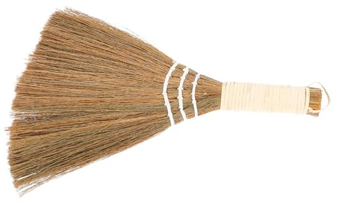 JECOMPRIS Scopa a Manico Corto in Erba Argentata Intrecciata, Spazzola Morbida per Rimuovere Polvere e Detriti, Piccola Scopa la Pulizia di Soggiorno, Camera e Cucina, Pratica e Leggera