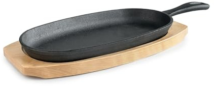IBILI - Plato Hierro Fundido con Base de Madera de Haya 24X13 cms