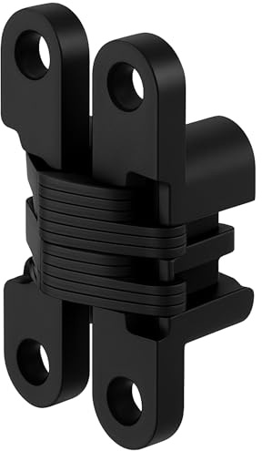 Gedotec Einbohrband schwarz – 1 Stück Türscharnier aus Metall 94 x 18,5 mm – Einbohrscharnier VICI vernickelt gebürstet – Möbelscharnier 180° Öffnungswinkel – für Möbeltüren