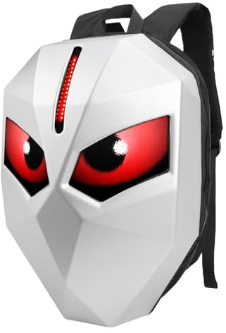 LED-motorcykelryggsäck med programmerbar skärm 60x32 pixlar färgmatch redigerbar vattentät hård skalryggsäck silvervit