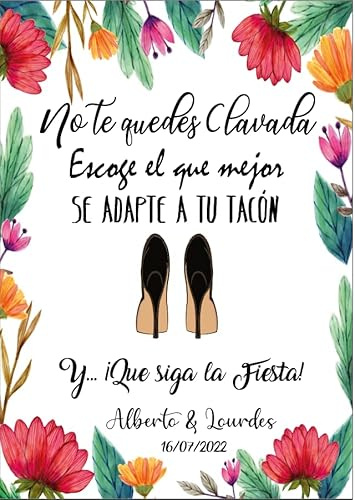 Cartel protectores de tacones. Tamaño grande con soporte Grande para Bodas, comuniones y eventos