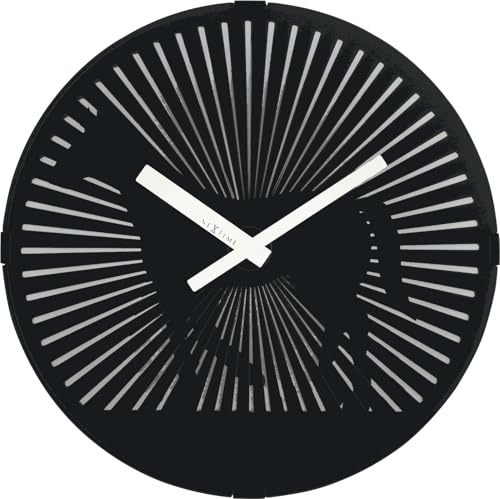 techno line NeXtime Designer Wanduhr Walking Horse, mit optischer Illusion - Pferd läuft, 3218 Schwarz 30 x 7 x 30