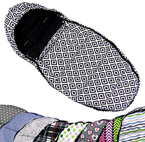 BAMBINIWELT vinterväska, fotsäck i mumiform för barnvagn, jogging, buggy eller slitta, fleece, universal, 110 cm schwarz weiße Karos