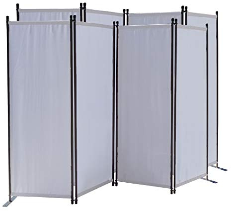 QUICK STAR 2 Stück Paravent 4 Teilig 165 x 220 cm Weiß - Garten & Balkon Sichtschutz Stellwand Innen & Außen - Raumteiler Trennwand Faltbar Blickdicht & Wetterfest