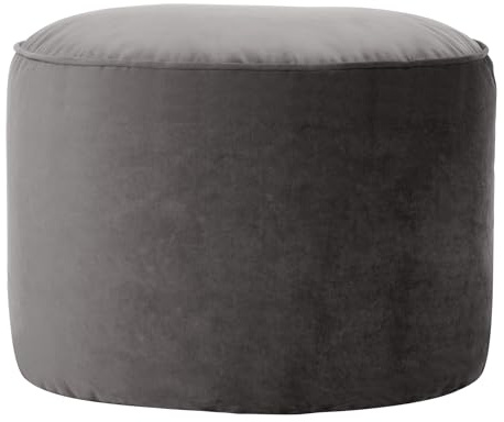 Icon Milano Puff Reposapies, Suaves y Cómodos Tela de Terciopelo, Escabel con Relleno, Taburete Tocador, Puff Salon Redondo, Reposapies Salon, Mueble Dormitorio, Gris Carbón