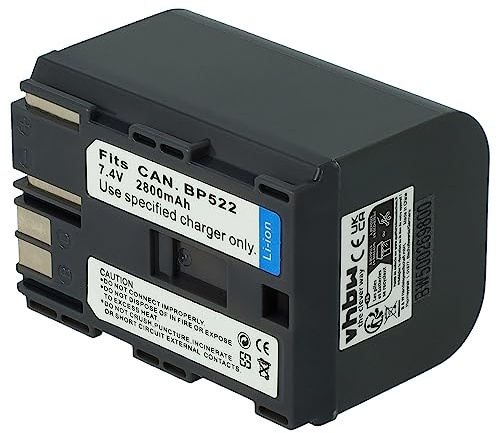 vhbw batteria sostituisce Canon BP-512, BP-514, BP-522, BP-511, BP-535 per videocamera camcorder (2800mAh, 7,2V, Li-Ion)