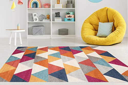 Carpeto Groß Teppich Wohnzimmer 200x290cm Grau Geometrisch Weich Kurzflor | Teppich für Schlafzimmer Büro Esszimmer Pflegeleicht Fußbodenheizungsgeeignet Reinigungsmittelbeständig Synthetisch Modern