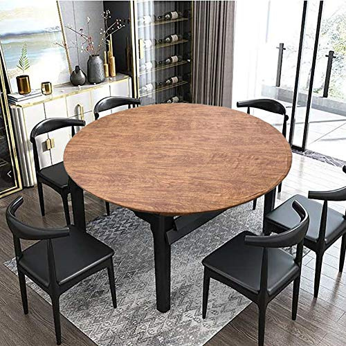 Cozomiz Elastische Runde Tischdecke Gartentischdecke Rundtischdecke wasserdichte rutschfeste Abwischbar Schmutzabweisend Tischdecke für Esszimmer, Küche und Picknick 114-140cm Holz Pattren