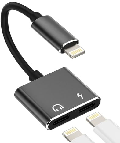 zoyuzan Dual Lightning Splitter, 2 in 1 Adapter, Charges and Plays, Compatible with iPhone, for iPad, for iPod, Headphones