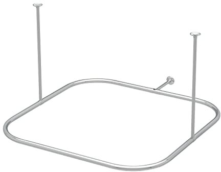 Naiture Hoop Duschvorhangstange mit Deckenstütze, quadratisch, 91,4 x 91,4 cm (L x B), rostfreier Edelstahl, verchromt
