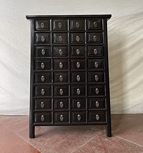 Antiker Apothekerschrank Aktenschrank Büroschrank Apotheke Schrank Sideboard Kommode Kommodenschrank Sideboardschrank mit 32 Schubladen Breite75xHöhe109cm Farbe schwarz