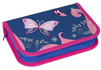 Eberhard Faber 577471 - Federmäppchen Schmetterling, mit 32 Schreibutensilien, Stiftetui befüllt