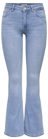 Only ONLBLUSH Life Mid Flared DNM TAI467 Noos, Jeans De Las Mujeres, Light Blue Denim, S/34