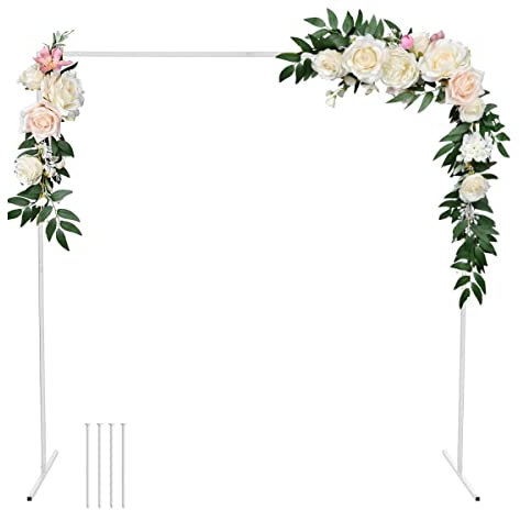GARFANS Arco de Boda Cuadrado de 6.56 x 6.56 pies de Metal con Soporte para pies, Clavos, Arco de Globos, Marco de jardín para Boda, Fiesta de cumpleaños, Baby Shower, Fondo de Fotos, decoración de
