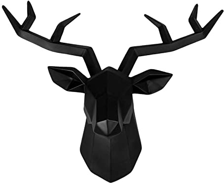 Baoblaze 3D-Harz-Skulptur, Tierstatue, Figuren, Wandbehang, Sammlerstück, dekorative Geweih-Statuette für Zuhause, Büro, Schlafzimmer, Schwarz