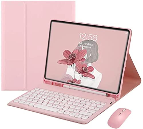 Keyboard Case for Samsung Galaxy Tab S6 Lite 10.4 with Mouse | Round Key, Slim Magnetic Detachable Wireless Bluetooth Keyboard, With S Pen Holder, Pink