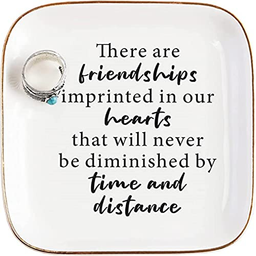 Titanape Freundschaftsgeschenke für Frauen, Freunde - Schmuckschale There Are Friendships Imprinted in Our Hearts, That Will Never Be Diminished by Time and Distance
