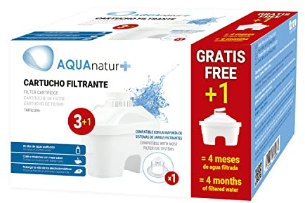 TM Electron TMFIL104+ Pack de 4 a 8 Meses de Filtros de Agua, Compatibles con las Jarras Maxtra y Maxtra+, 4 Unidades
