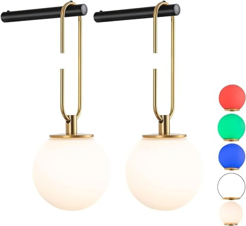 Wall Sconces Battery Operated Wall Lamp Set Of 2 Dimmable，Battery Powered Wall Light Fixtures With Remote Control-non Hardwired Sconce-Easy To Install-for Bedroom Farmhouse Bedside Reading Light ( Col