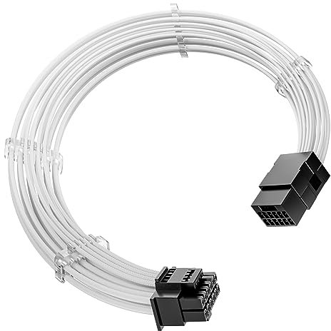 Antec Câbles PSU, 16 broches (12+4) Kit de câble d'extension PSU pour RTX 4090 4080 4070Ti 3090Ti, rallonge de câble PC, câble d'alimentation, rallonge de câble PSU avec peignes (blanc)