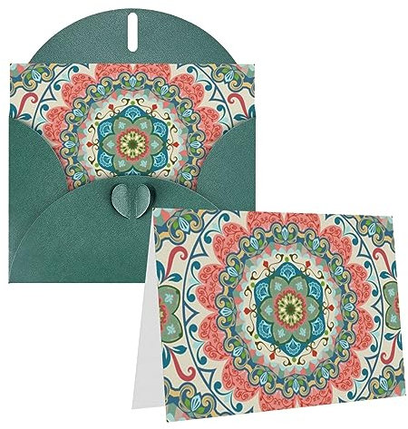 UNIOND Vintage Mandala Blumen Druck Grußkarten Personalisierte Dankeskarte Blanko Notizkarten Mit Umschlägen Glückwunschkarten Für Weihnachten Hochzeit Geburtstag Party Alle Anlässe