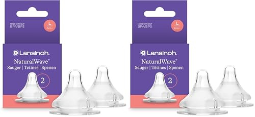 Lansinoh NaturalWave Sauger, Gr. L - schneller Milchfluss, 2 Stück (2er Pack)