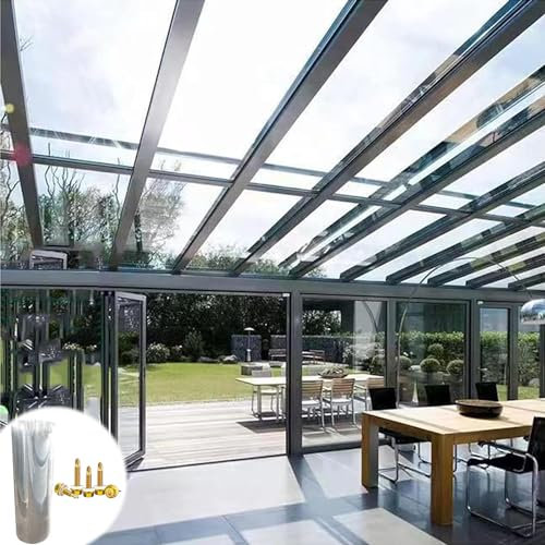 Polycarbonat Universal Dachplatten Gewächshausplatte,Vordach für Türen Fenster Gerätehaus Carport überdachung,Schützt vor Regen,Schnee und UV-Strahlen,mit Schrauben,Anpassbar (0.5 * 8m)