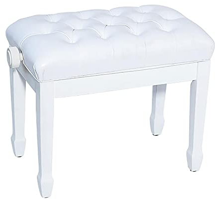 RWRAPS Klavierhocker, verstellbar, einzeln, bequem und langlebig, für Zuhause, Künstler, Keyboard-Hocker, Hartholzkonstruktion, 58 x 45 x 35 cm (weiß)