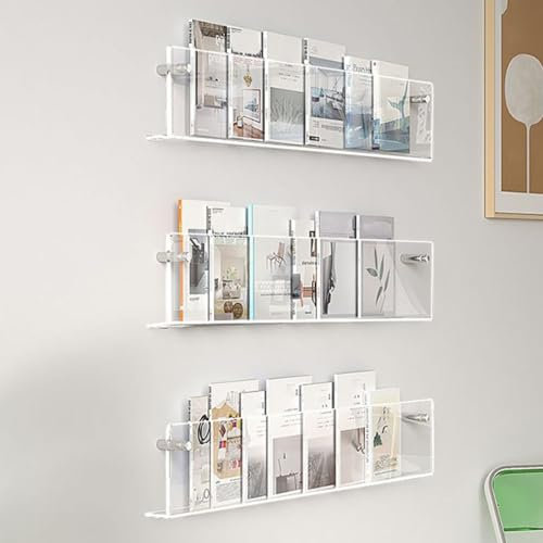 Zeitungsständer Zeitschriftenregal Transparentes Acryl, 3er-Pack Wandbehang Datei-Organizer Prospekt-Halter Für Café Bathrom Büro Lobbys Bücher / Literaturregal ( Color : Clear , Size : 40cm/15.7inch