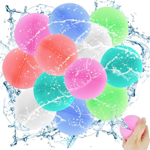 Wiederverwendbare Wasserbomben, 12 Stück Silikon Wasserballons Spielzeug für Kinder Erwachsene Sommer Outdoor Wasser Spiel Hof Schwimmbad Strand Party Wasserschlacht