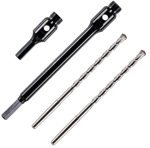 4 x Hex Shank Drill Bit Adapters & Centre Drills For Diamond Core Drill Bit | K Taper Shank System. 1/2 BSP Thread. 1 x 88mm Long Hex Adapter & 1 x 240mm Long Hex Arbor / Adapter