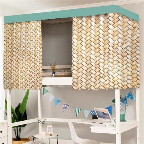 Treer 3D Bettvorhang Hochbett Etagenbett, Blackout Vorhänge Staubdicht Betthimmel Hochbett Etagenbett Kinder Bettzelt Schlafsaal Bettvorhänge für Studentenwohnmein Kinderzimmer (1.5x2M,Strohhalm 3)