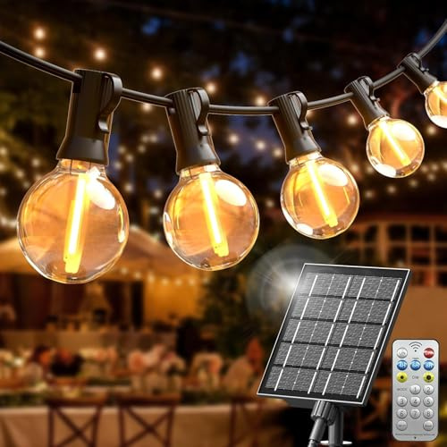 SON4SUN Solar Lichterkette Außen - 20M LED Lichterkette Outdoor mit 30+2 G40 Glühbirnen Aussen - Wasserdicht IP44 Lichterkette Außen Strom für Garten/Terrasse/Hochzeiten/Bistro Partys - Warmweiß