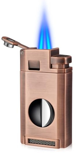 CGAPLUS 2 Jet Flame Cigar Lighter with Cigar Cutter, Windproof Torch Lighter, Butane Refillable, Rose