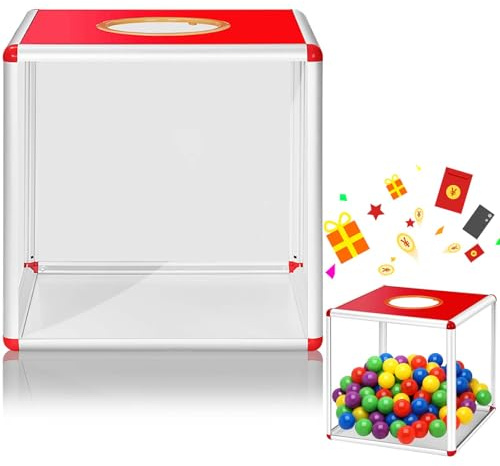 Scatola della lotteria: scatola per tombola, contenitore per donazioni, contenitore in acrilico, urna, scatola di raccomandazione, scatola da gioco quadrata, scatola trasparente (25 x 25 cm)