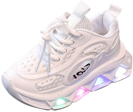 Chaussures de Sport Lumineuses et décontractées Respirantes avec lumière pour Enfants Moyens et Petits, Chaussures de Marche légères à Semelle Souple pour bébés Fille Bout Classique