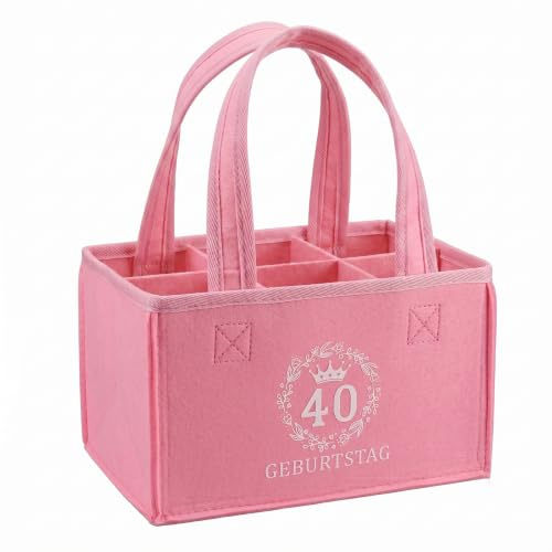 Geschenk 40 Geburtstag Frau, lustige 40. Geschenke für Frauen | Geburtstagsgeschenke für Frauen, Mama Ehefrau Freundin Geschenk, Flaschentasche - Filztasche für 6 Flaschen
