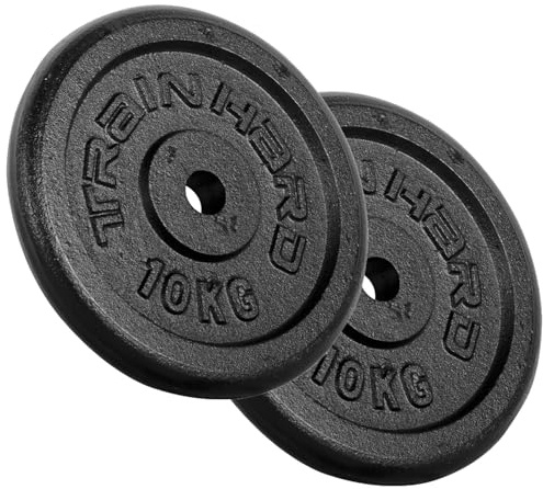 Train Hard® Hantelscheiben Paar Set, 2x1.25/2x2.5/2x5/2x10/2x15kg,30/31mm Bohrung, Gusseisen,Gewichtsscheiben, Hantelgewichte, Fitness Scheiben