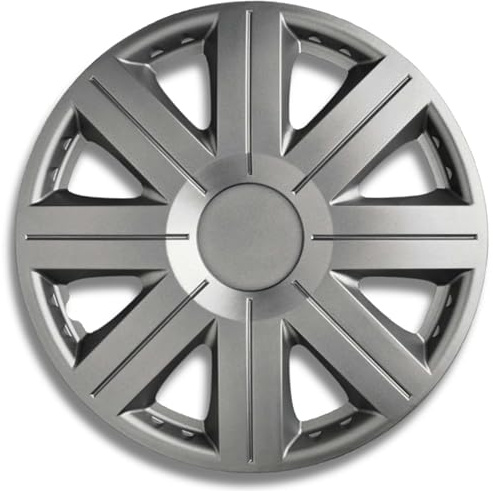 Kuglo Cosimo Radkappen 13 Zoll Silber, 4er-Set für Stahlfelgen | Schlagfester, witterungsbeständiger Kunststoff mit Metallspannring und werkzeugloser Clip-Montage