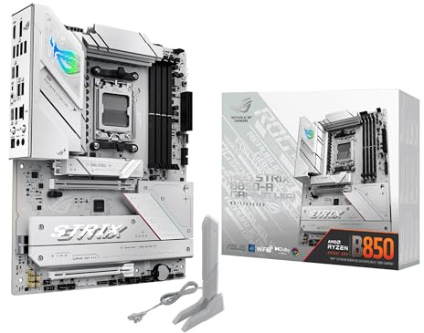 ASUS ROG Strix B850-A Carte mère AMD AM5 B850 ATX 14+2+2 Niveaux d'alimentation, DDR5 AEMP, LAN 2,5 G, WiFi 7 avec antenne Q, 4 x M.2, PCIe 5.0, USB 20 Gbps Type-C, AI Networking II, ASUS AI Advisor