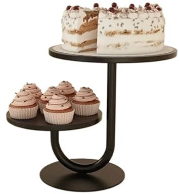 Présentoir à gâteaux Présentoir à cupcakes doré à 2 niveaux, présentoir de Table à Dessert rond for fêtes de mariage, anniversaire, assiettes à tarte for fête de famille Plateau de service multifoncti