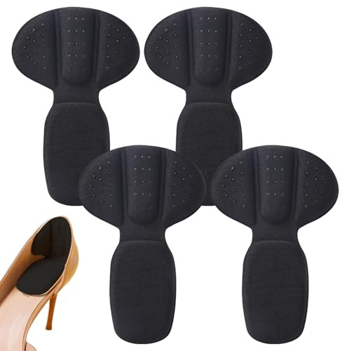 4Pcs Self Adhesive Heel Grips Inserts,Back of Heel Cushion Pads,Heel Grips for Ladies Shoes,Soft Heel Cushion Pads,Anti-Slip Heel Pads,Self-Adhesive Foot Cushions Pads for Women Men(2 Pair,Black)