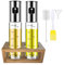 Dispensador de Aceite y Vinagre en Spray 90ml Pulverizador de Cristal con Rociador Antigoteo y Base de Madera Aceitera y Vinagrera para Cocina, Freidora de Aire, Air Fryer y Repostería 2 Unidades