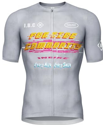 INBIKE Fahrradtrikot Herren Radtrikot Rennrad Mountainbike Trikot Fahrradbekleidung Sommer Kurzarm mit 3 Taschen Men's MTB Jesery Atmungsaktiv Elastisch UV-Protect Schnell Trocknend Hellgrau,L