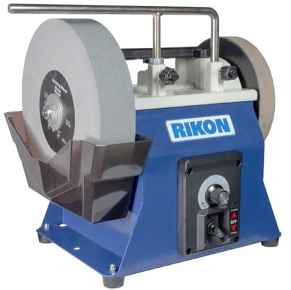 Rikon 10 Wet Stone Sharpener 240v Variable Speed Motor - Includes Leather Wheel, Tool Holding Jig and Angle Guide